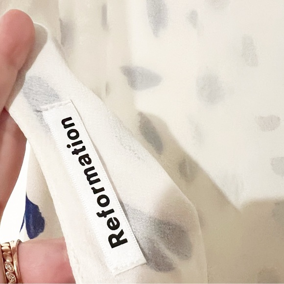 Reformation Ivette Dalmatian Polka Dot Blue Spotted Low Scoop Back Mini Dress - Picture 5 of 7